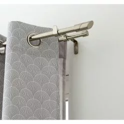 Kit De Tringle à Rideau Twin Diam. 16/19 Mm Gris/argent Brossé 120/210 Cm