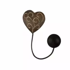 Embrasse Aimantée Aimantée Cœur Volutes 4,5cm, Bois Foncé