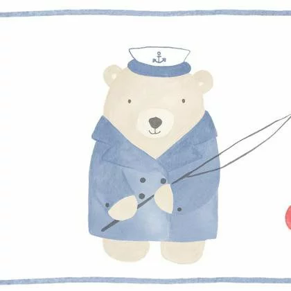 Frise Intissé Little World Ours X L.5 M, Bleu / Beige 3 Frise Intissé Little World Ours X L.5 M, Bleu / Beige