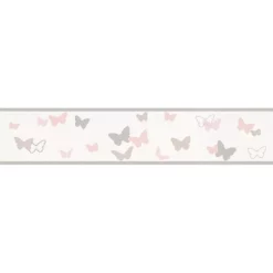 Frise, Vinyle Intissé Kids 4 Papillon Parme, L.13 Cm X L.5 M, Parme & Rose
