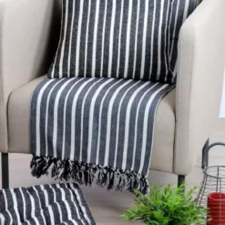 Plaid Sainte-maxime, Noir L.130 X L.150 Cm