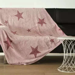 Plaid Fairy Stardust Flanelle, Rose L.130 X L.160 Cm