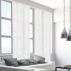 Panneau Japonais Vagues, Blanc/gris, H.250 X L.50 Cm